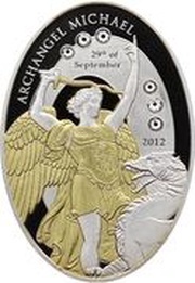5 Dollars - Elizabeth II Archangel Michael, Cook Islands, 2012 reverse image
