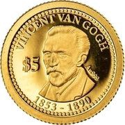 5 Dollars - Elizabeth II Vincent Van Gogh, Cook Islands, 2013 reverse image