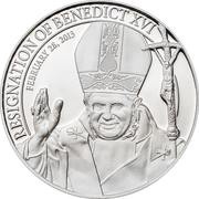 5 Dollars - Elizabeth II Resignation of Benedict XVI, Cook Islands, 2013 reverse image