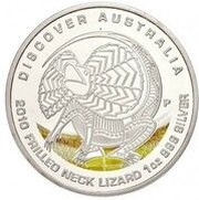 1 Dollar - Elizabeth II 4th Portrait - Frilled Neck Lizard Dreaming, Australia, 2010 reverse image
