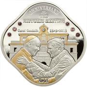 5 Dollars - Elizabeth II Meeting of the Popes, Cook Islands, 2014 reverse image