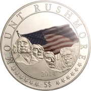 5 Dollars - Elizabeth II Mount Rushmore, Cook Islands, 2014 reverse image