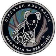 1 Dollar - Elizabeth II 4th Portrait - Koala Dreaming, Australia, 2010 reverse image