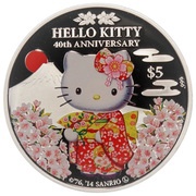 5 Dollars - Elizabeth II Hello Kitty, Cook Islands, 2014 reverse image