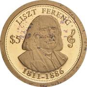5 Dollars - Elizabeth II Franz Liszt, Cook Islands, 2014 reverse image