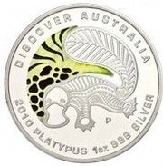 1 Dollar - Elizabeth II 4th Portrait - Platypus Dreaming, Australia, 2010 reverse image