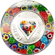 5 Dollars - Elizabeth II Murrine Millefiori Glass Art, Cook Islands, 2015 reverse image