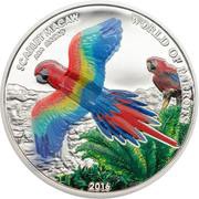 5 Dollars - Elizabeth II Scarlet Macaw, Cook Islands, 2016 reverse image