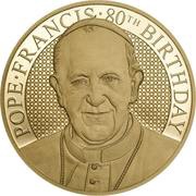 5 Dollars - Elizabeth II Pope Francis 80th Birthday, Cook Islands, 2016 reverse image