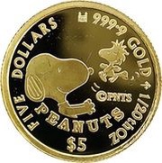 5 Dollars - Elizabeth II Peanuts, Cook Islands, 2017 reverse image