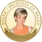 5 Dollars - Elizabeth II Princess Diana's 20th Death Anniversary, Cook Islands, 2017 reverse image