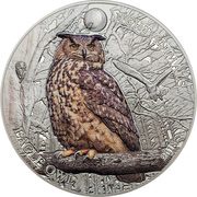 5 Dollars - Elizabeth II Eagle owl, Cook Islands, 2018 reverse image