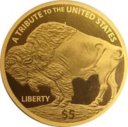 5 Dollars - Elizabeth II U.S. Buffalo gold, Cook Islands, 2018-2023 reverse image