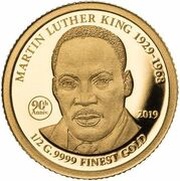 5 Dollars - Elizabeth II Martin Luther King, Cook Islands, 2019 reverse image