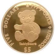 5 Dollars - Elizabeth II Teddy Bear, Cook Islands, 2020 reverse image