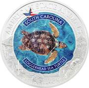 5 Dollars - Elizabeth II Loggerhead Sea Turtle, Cook Islands, 2021 reverse image