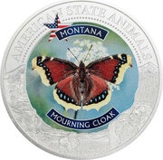 5 Dollars - Elizabeth II Mourning Cloak, Cook Islands, 2021 reverse image
