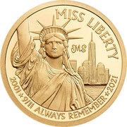 5 Dollars - Elizabeth II Miss Liberty, Cook Islands, 2021 reverse image