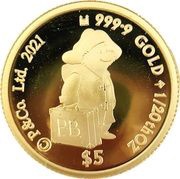 5 Dollars - Elizabeth II Paddington Bear, Cook Islands, 2021 reverse image
