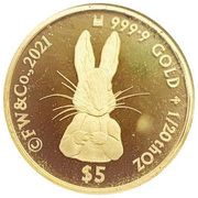 5 Dollars - Elizabeth II Peter Rabbit, Cook Islands, 2021 reverse image