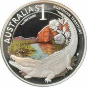 1 Dollar - Elizabeth II 4th Portrait - Saltwater Crocodile - Northern Territory, Australia, 2010 reverse image