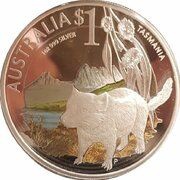 1 Dollar - Elizabeth II 4th Portrait - Tasmanian Devil - Tasmania, Australia, 2010 reverse image
