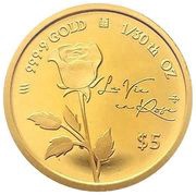 5 Dollars - Elizabeth II La Vie en Rose, Cook Islands, 2022-2023 reverse image