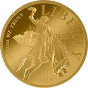 5 Dollars - Charles III Liberty Taming the West, Cook Islands, 2023 reverse image