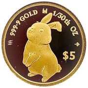 5 Dollars - Charles III Rabbit, Cook Islands, 2023 reverse image