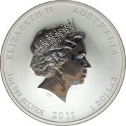 1 Dollar - Elizabeth II 4th Portrait - Year of the Rabbit - Silver Bullion Coin obverse image