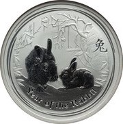 1 Dollar - Elizabeth II 4th Portrait - Year of the Rabbit - Silver Bullion Coin, Australia, 2011 reverse image