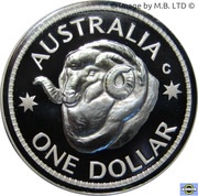1 Dollar - Elizabeth II 4th Portrait - RAM's Head - Silver Proof, Australia, 2011 reverse image