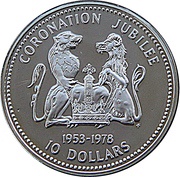 10 Dollars - Elizabeth II Coronation Jubilee, Cook Islands, 1978 reverse image