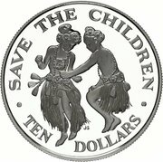 10 Dollars - Elizabeth II Tribal Dancers, Cook Islands, 1990 reverse image