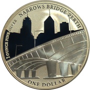 1 Dollar - Elizabeth II 4th Portrait - Capital Bridges - Narrows Bridge - Perth, Australia, 2011 reverse image