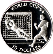 10 Dollars - Elizabeth II World Cup '94, Cook Islands, 1992 reverse image