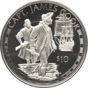 10 Dollars - Elizabeth II James Cook, Cook Islands, 1994 reverse image