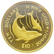 10 Dollars - Elizabeth II Dolphins, Cook Islands, 1995 reverse image