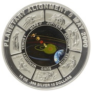 10 Dollars - Elizabeth II Planetary Alignment, Cook Islands, 2000 reverse image
