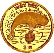 10 Dollars - Elizabeth II Moby Dick, Cook Islands, 2000 reverse image