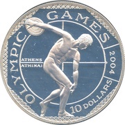10 Dollars - Elizabeth II Olympic Games 2004, Cook Islands, 2001 reverse image