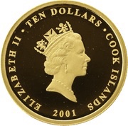 10 Dollars - Elizabeth II Mikado Pheasant, Cook Islands, 2001 obverse image