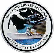 10 Dollars - Elizabeth II Battle of the Coral Sea, Cook Islands, 2002 reverse image