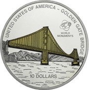 10 Dollars - Elizabeth II Golden Gate Bridge, Cook Islands, 2007 reverse image