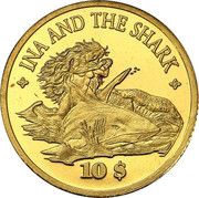 10 Dollars - Elizabeth II Ina and the Shark, Cook Islands, 2008 reverse image
