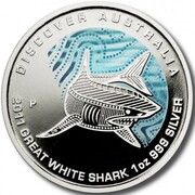 1 Dollar - Elizabeth II 4th Portrait - Great White Shark Dreaming, Australia, 2011 reverse image