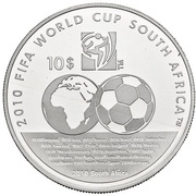 10 Dollars - Elizabeth II 2010 FIFA World Cup South Africa, Cook Islands, 2009 reverse image