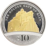 10 Dollars - Elizabeth II Golden Gate of Kyiv, Cook Islands, 2009 reverse image