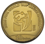 10 Dollars - Elizabeth II 2010 FIFA World Cup South Africa, Cook Islands, 2009 reverse image