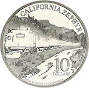 10 Dollars - Elizabeth II California Zephyr, Cook Islands, 2010 reverse image